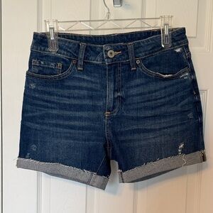 PAIGE Indigo Blue Rolled-Hem Denim Shorts